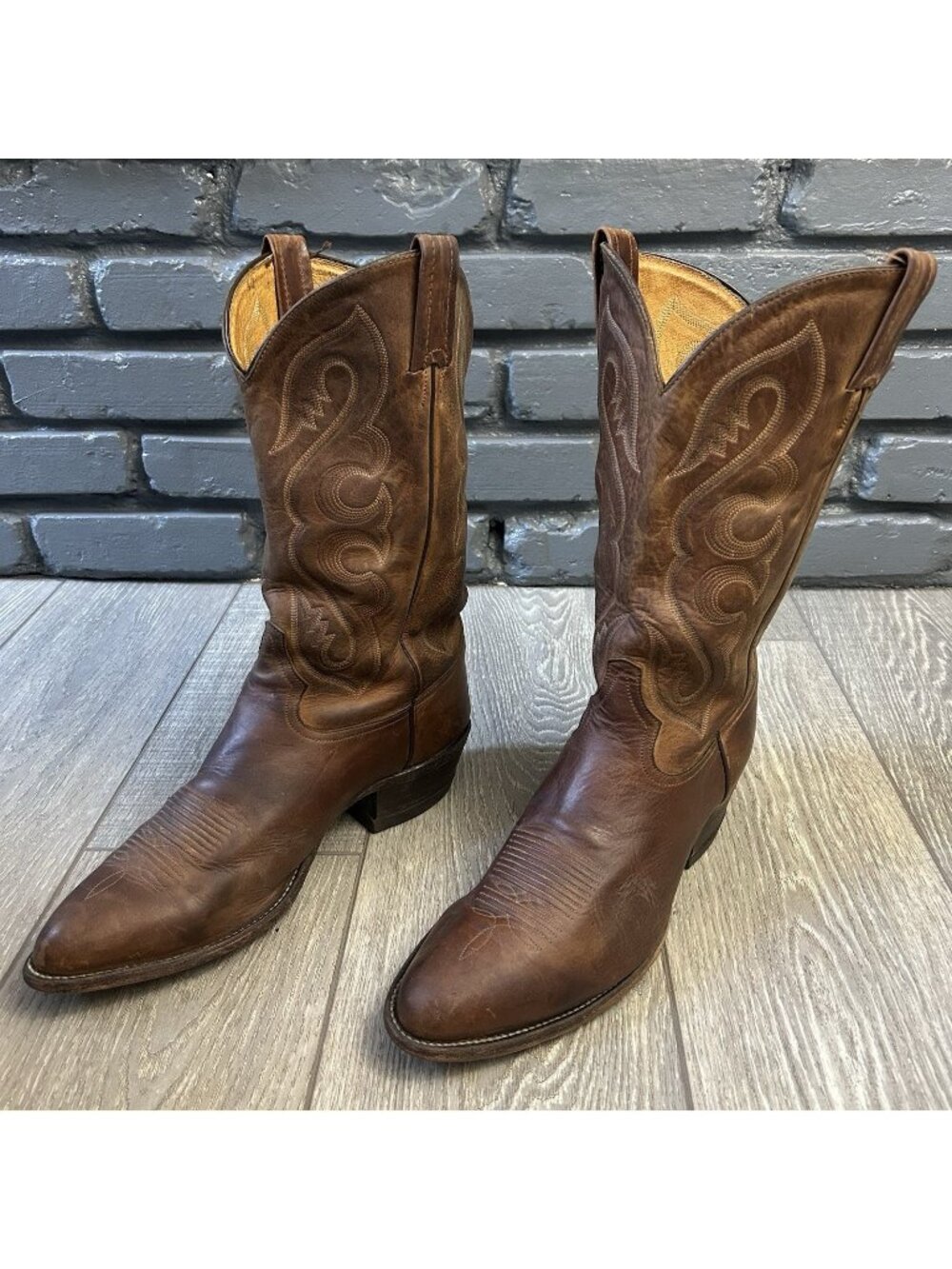 Tony Lama Vintage Brown Western Cowboy Boots Mens 12 D